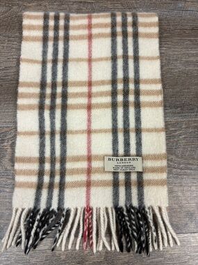Burberry Cashmere Nova Check Scarf Made in England Classic Plaid Fringe